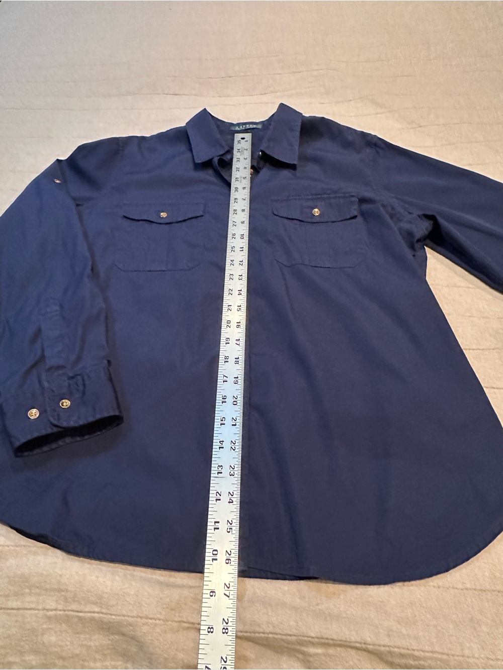 Ralph Lauren Lauren Navy Cotton Shirt - Picture 8 of 12